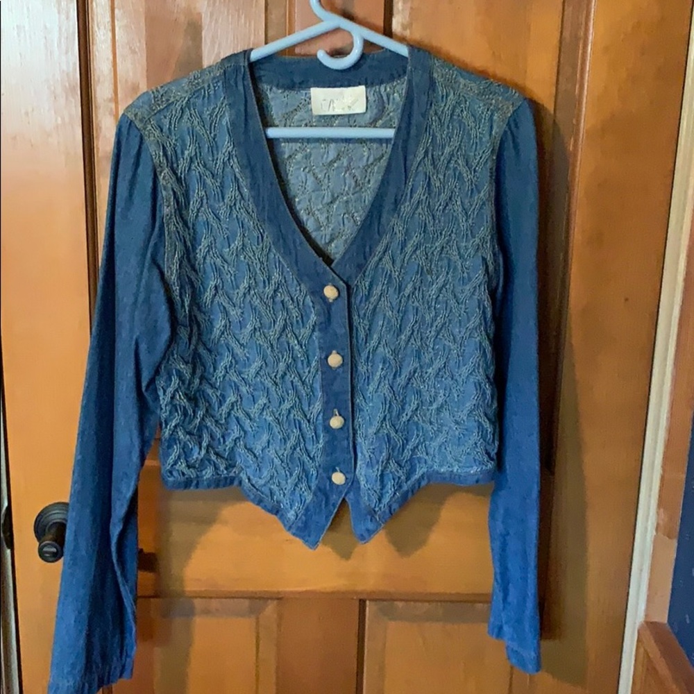 Cache cropped denim jacket